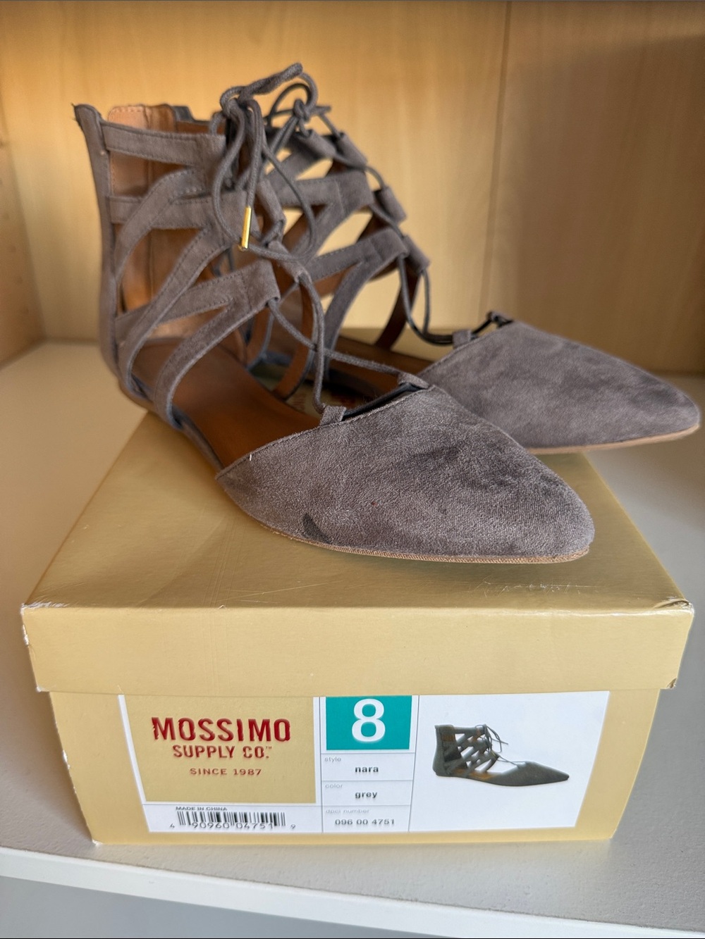 NWT Mossimo Supply Co. Nara Lace-Up Black Faux Suede Flats